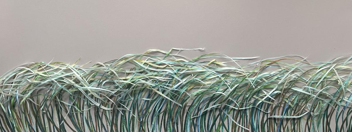 Drawing of long grass on a gray background